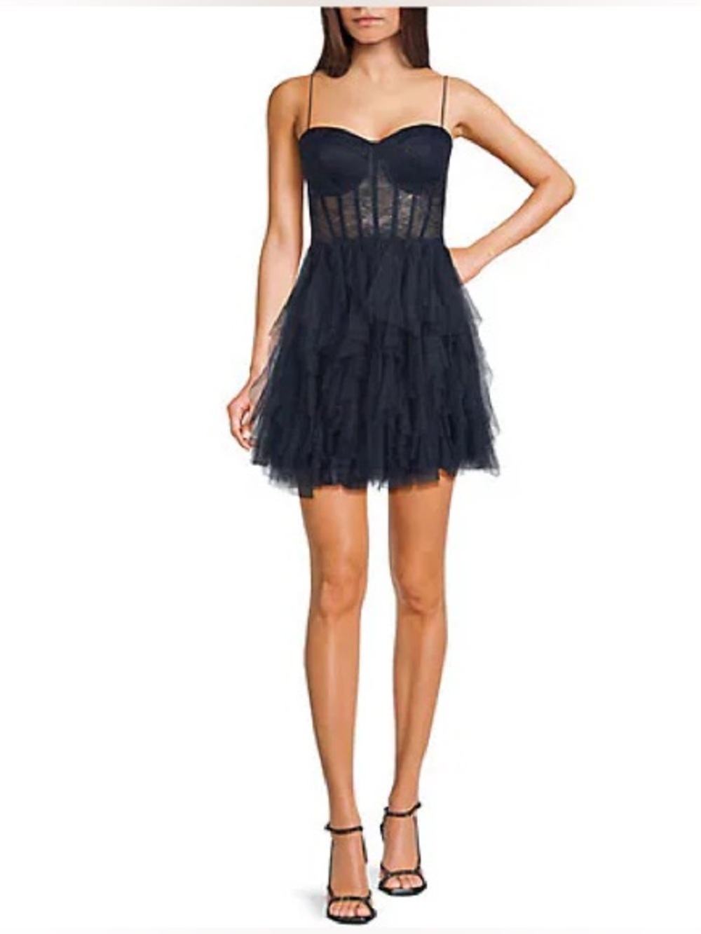 B. Darlin Black Lace Tiered Ruffle Dress Y2K Goth Party Dress 5/6 Homecoming